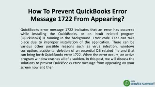 how to prevent quickbooks error message 1722 from appearing