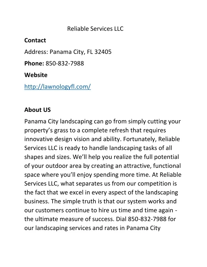 PPT Reliable Services LLC PowerPoint Presentation, free download ID