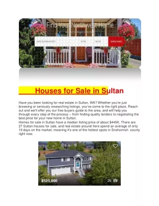 Houses for Sale in Sultan