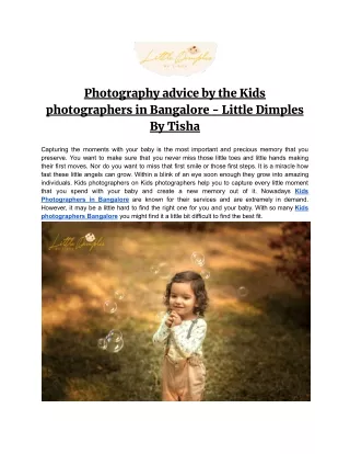 Photography advice by the Kids photographers in Bangalore - LittleDimplesByTisha