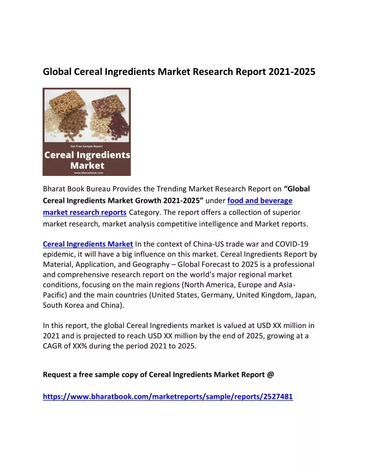 global cereal ingredients market research report