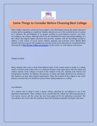 some things to consider before choosing best