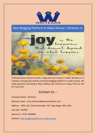 Best Blogging Platform to Make Money | Writearn.in