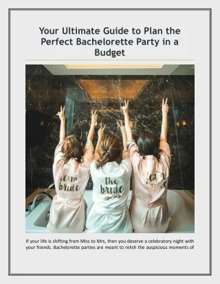 Your Ultimate Guide to Plan the Perfect Bachelorette Party in a Budget