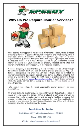 why do we require courier services