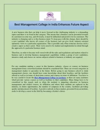 best management college in india enhances future