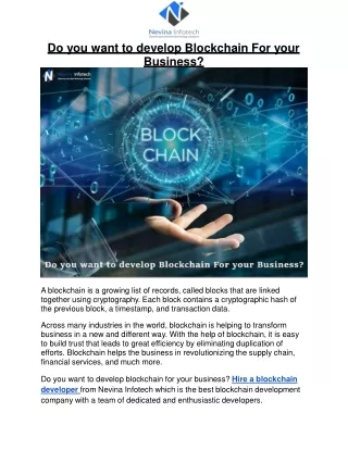 do you want to develop blockchain for your