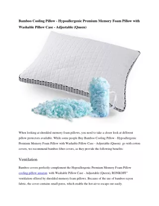 bamboo cooling pillow hypoallergenic premium