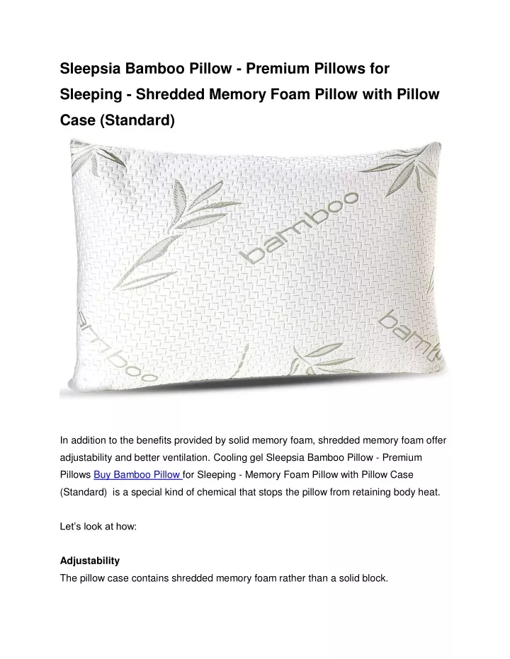 sleepsia bamboo pillow premium pillows for