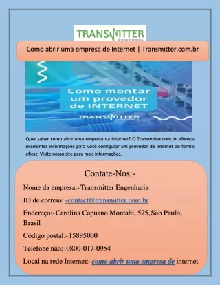 Como abrir uma empresa de Internet  Transmitter.com.br