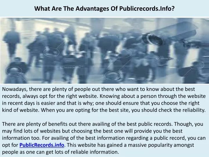 what are the advantages of publicrecords info