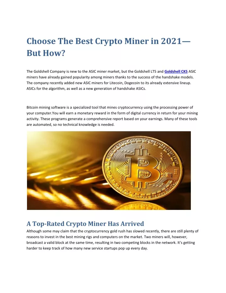 choose the best crypto miner in 2021 but how