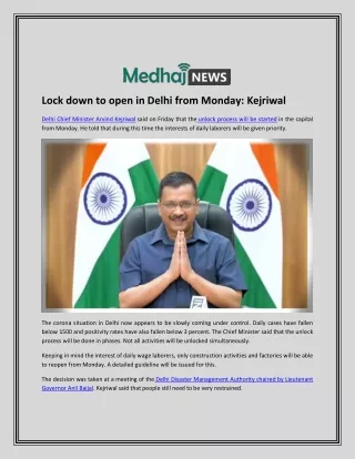 lock down to open in delhi from monday kejriwal