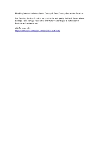 Plumbing Services Encinitas - Water Damage & Flood Damage Restoration Encinitas