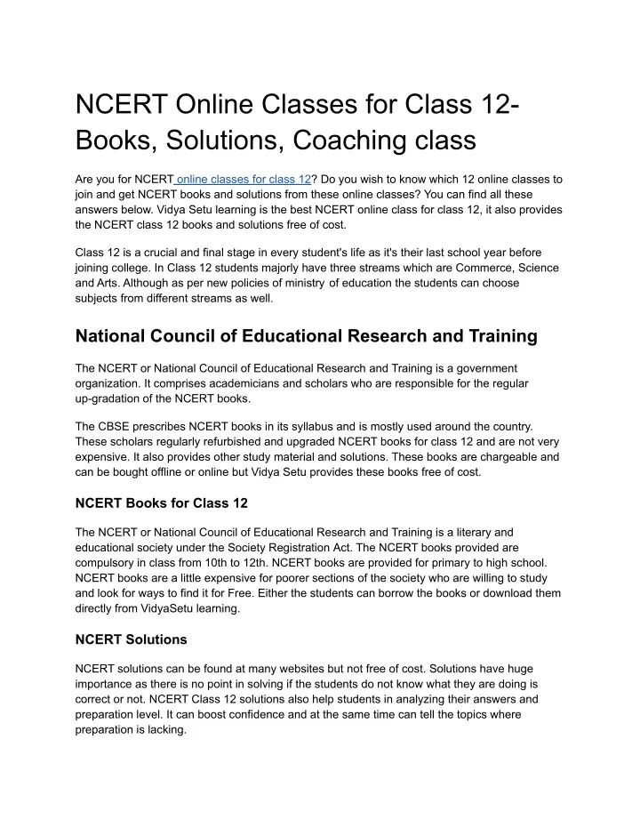 ncert online classes for class 12 books solutions
