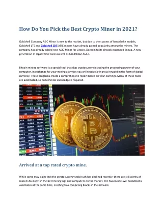how do you pick the best crypto miner in 2021