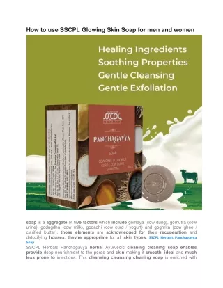 How to use SSCPL Glowing Skin Soap for men and women