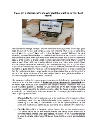 if you are a start up let s see why digital