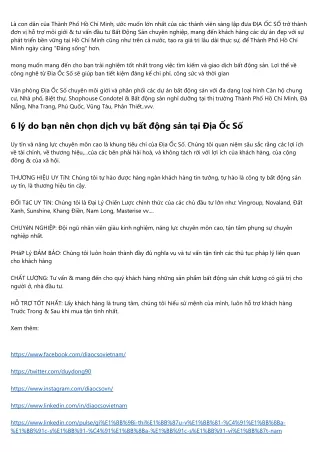 Dịch vụ bất động Sản tại Địa Ốc Số - diaocso