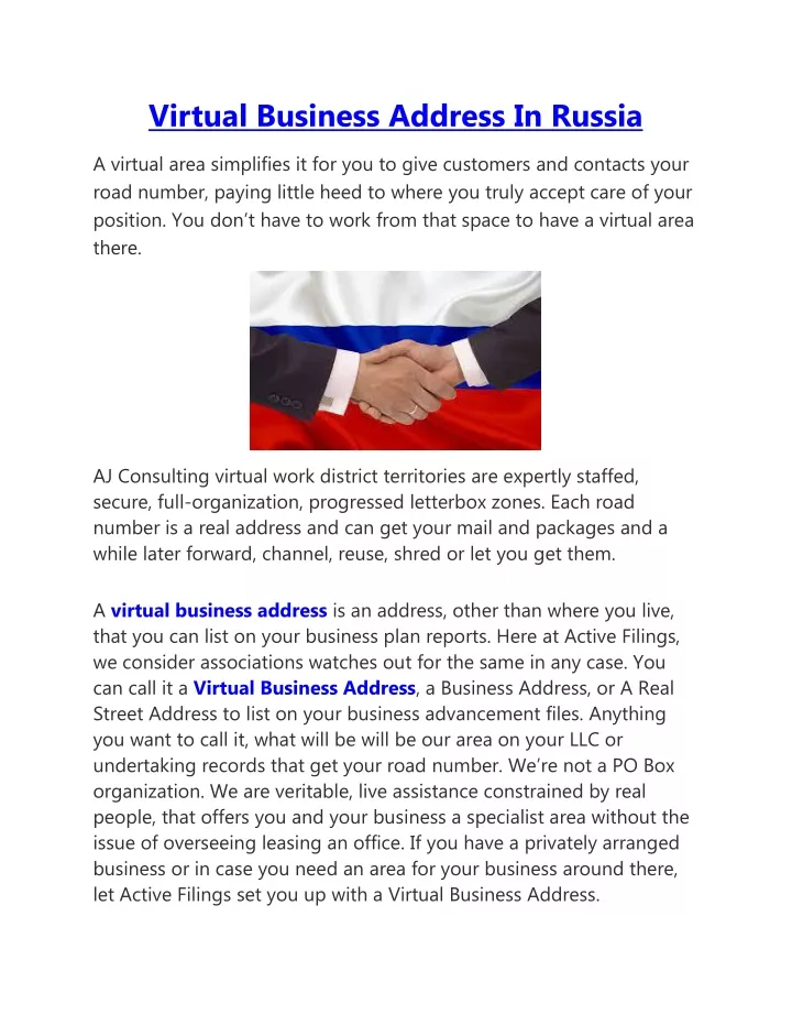 virtual business address in russia
