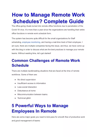how to manage remote work schedules complete