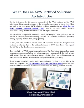 what does an aws certified solutions architect do