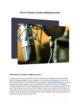 The A-Z Guide of Audio Dubbing Services