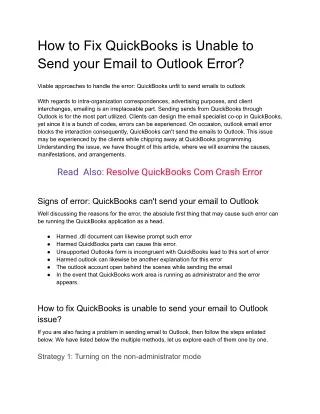How to Fix QuickBooks is Unable to Send your Email to Outlook Error