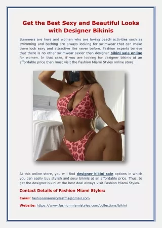Get the Best Sexy and Beautiful Looks with Designer Bikinis