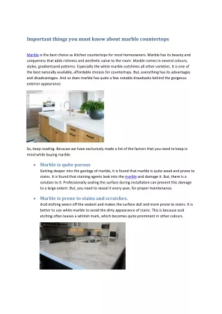 Important things you must know about marble countertops