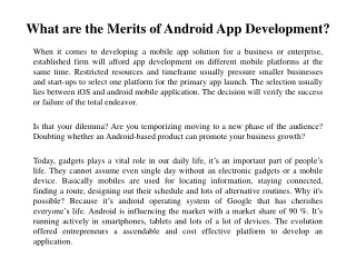 What are the Merits of Android App Development