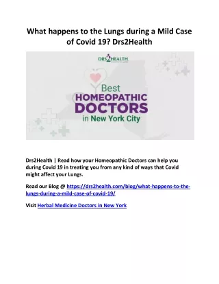 What happens to the Lungs during a Mild Case of Covid 19