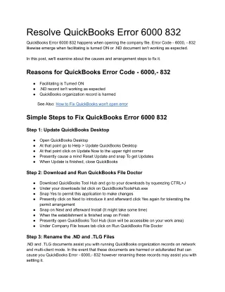 Resolve QuickBooks Error 6000 832
