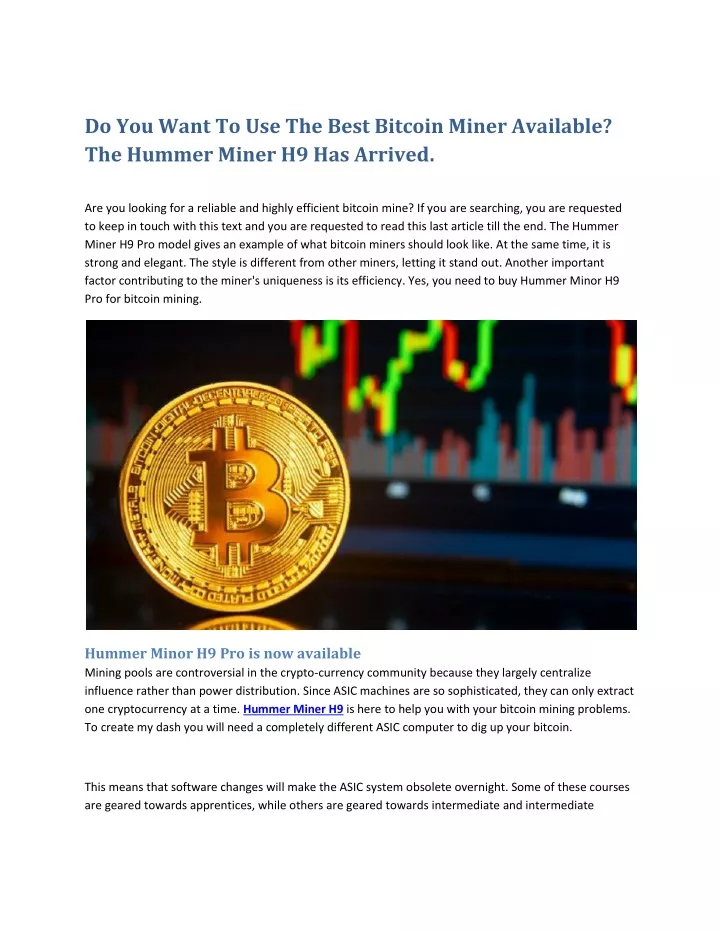 do you want to use the best bitcoin miner