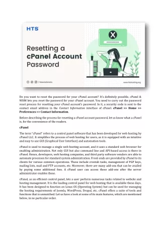 do you want to reset the password for your cpanel