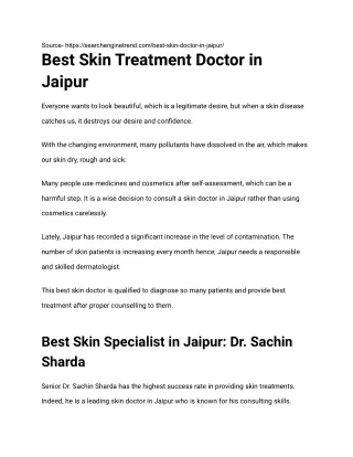 Best Skin Treatment Doctor in Jaipur