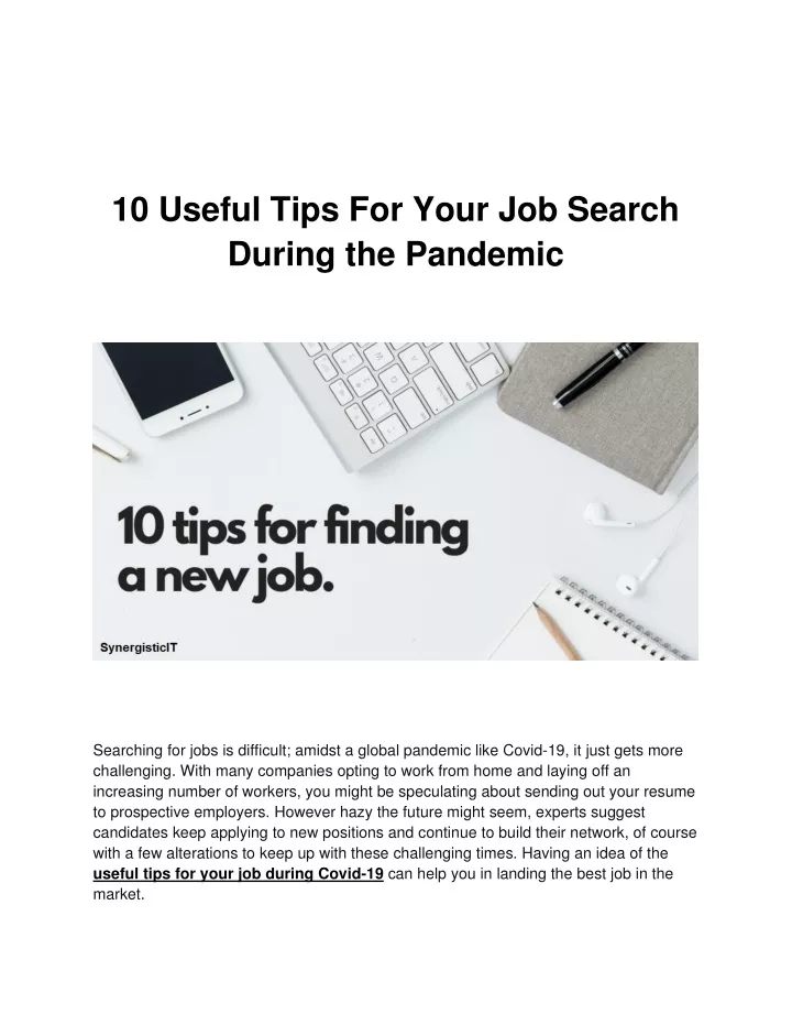 10 useful tips for your job search during