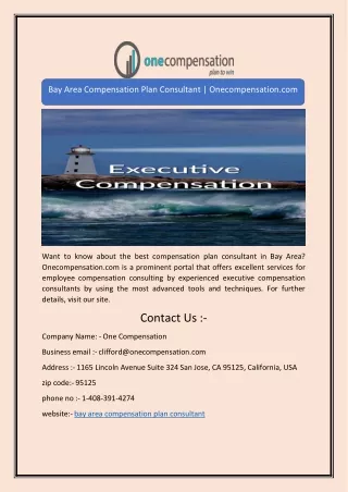 Bay Area Compensation Plan Consultant | Onecompensation.com
