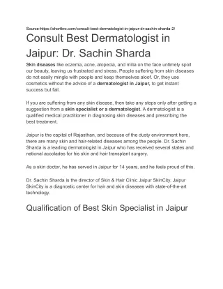 Consult Best Dermatologist in Jaipur_ Dr. Sachin Sharda