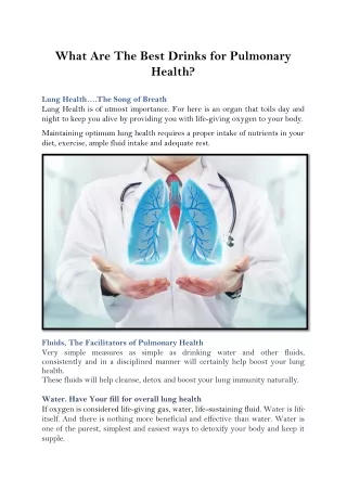 what are the best drinks for pulmonary health