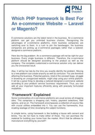 which php framework is best for an e commerce