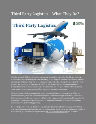 Third Party Logistics Company in Delhi - What they do