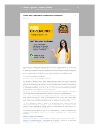 Genuine  Fake Experience Certificate Providers in Delhi, India