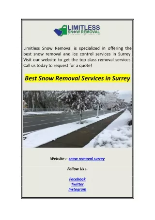 limitless snow removal is specialized in offering