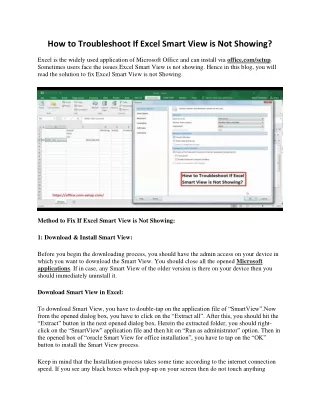 how to troubleshoot if excel smart view