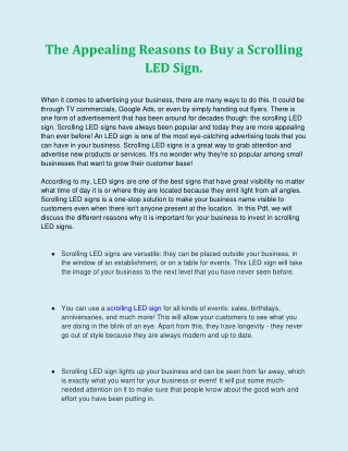 the appealing reasons to buy a scrolling led sign