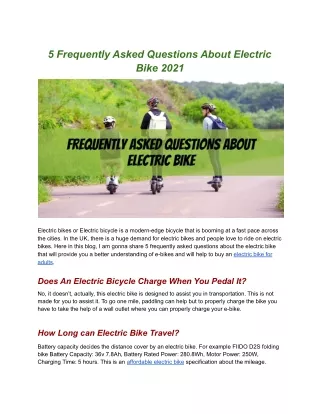 5 Frequently Asked Questions About Electric Bike