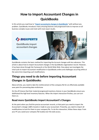 Learn How To Import Accountant Changes in QuickBooks