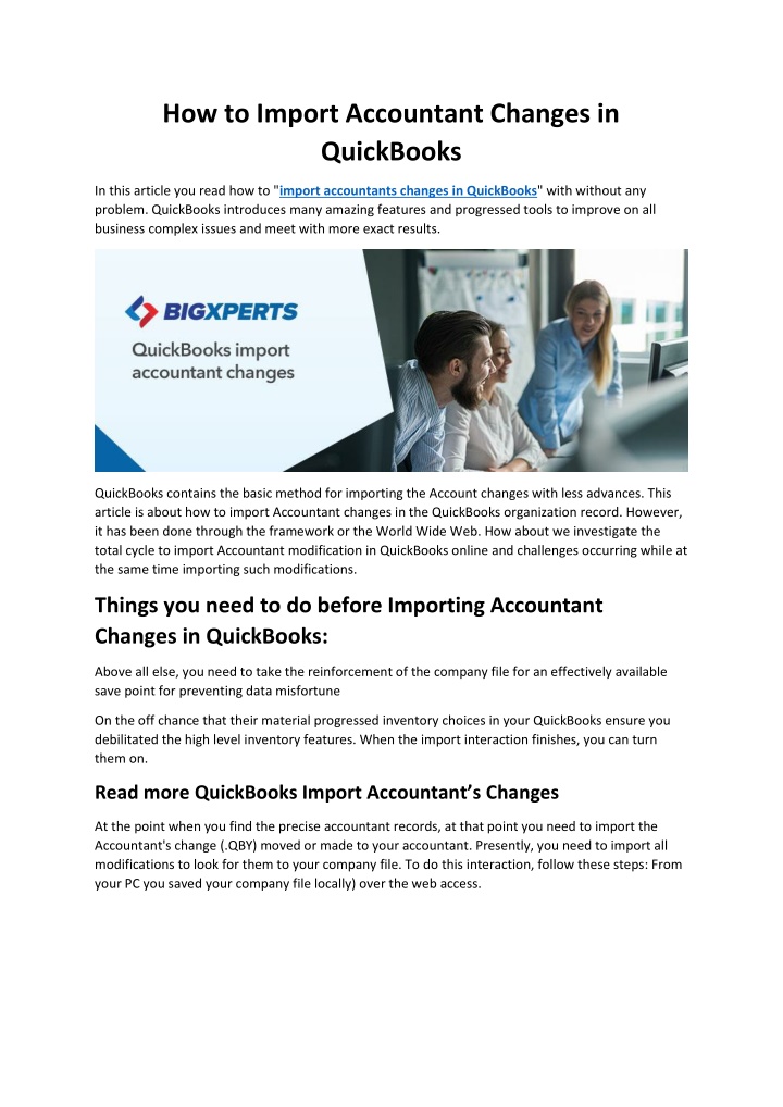 how to import accountant changes in quickbooks