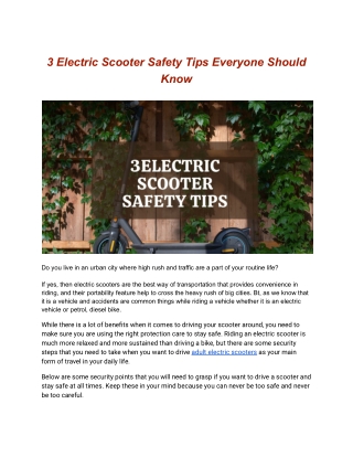 3 Electric Scooter Safety Tips Everyone Should Know